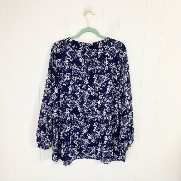 Laurie Felt Navy & White Tunic Top Cut Out Detail Lined Long Sleeve Sz 2X QVC - Picture 2 of 12
